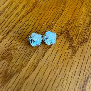 Silver Color Rose Stud Earrings